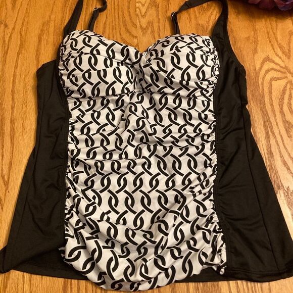 Liz Claiborne Black and White Tankini - Picture 1 of 7